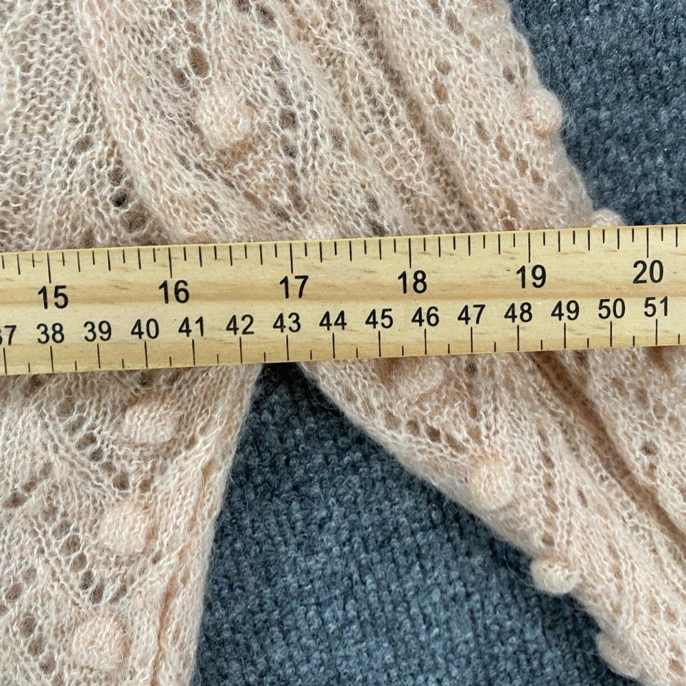 ZARA Sweater Womens S Beige Ruffle Neck Lightweight Victorian Feminine Cottage - Picture 7 of 8
